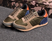 unisex U371 40 41 42 43 44 genuine leather camo stud sneakers