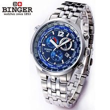 2016 Binger Multifunction Watch Mens Army Sports Multiple Time Zone Watches Auto Football Stopwatch Mechanical Wristwatches