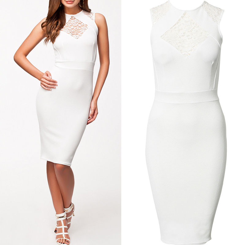 Summer Dress 2014 Midi Dress Embroidery Decorated White Vintage Dress