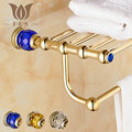 Golden Polish Copper With Crystal Towel Rack Continental Bathroom Accessories Sanitary Wares Towel Rack Towel Shelf