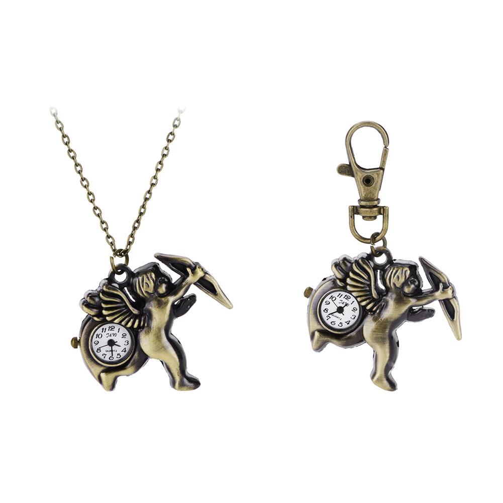 New Fashionable Creative Vintage Cupid Quartz Watches Cupid Quartz Pocket Watch Key Chains Key Rings