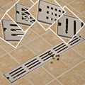 Stainless Steel 700 x 100mm Bathroom Anti odor Floor Drain Brushed Nickel Large Flow Shower Floor