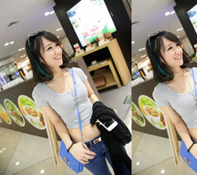Basic Stretch Women Sexy Crop Top Girl Short Sleeve T Shirt Tee Black White Grey Vest