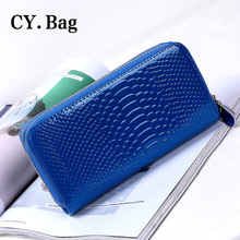 2016 New Fashion Zipper Designer Clutch Snakeskin Long Wallets High Quality Wrist Wallets billeteras mujer Purses And Handbags