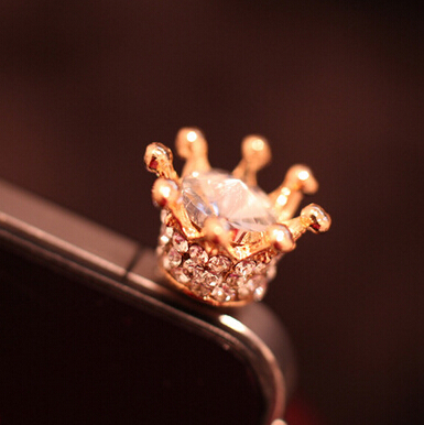 mobile Phone Accessories crystal Crown Dust Plug for iphone Samsung