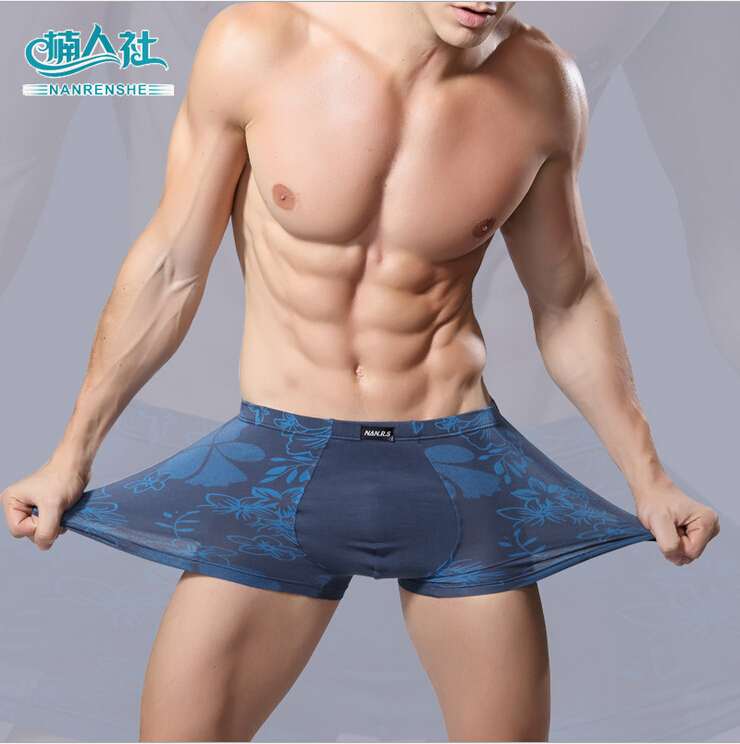 Soft breathable Bamboo fiber Men Underwear U convex corner men s modal Flower printed pants Boxers