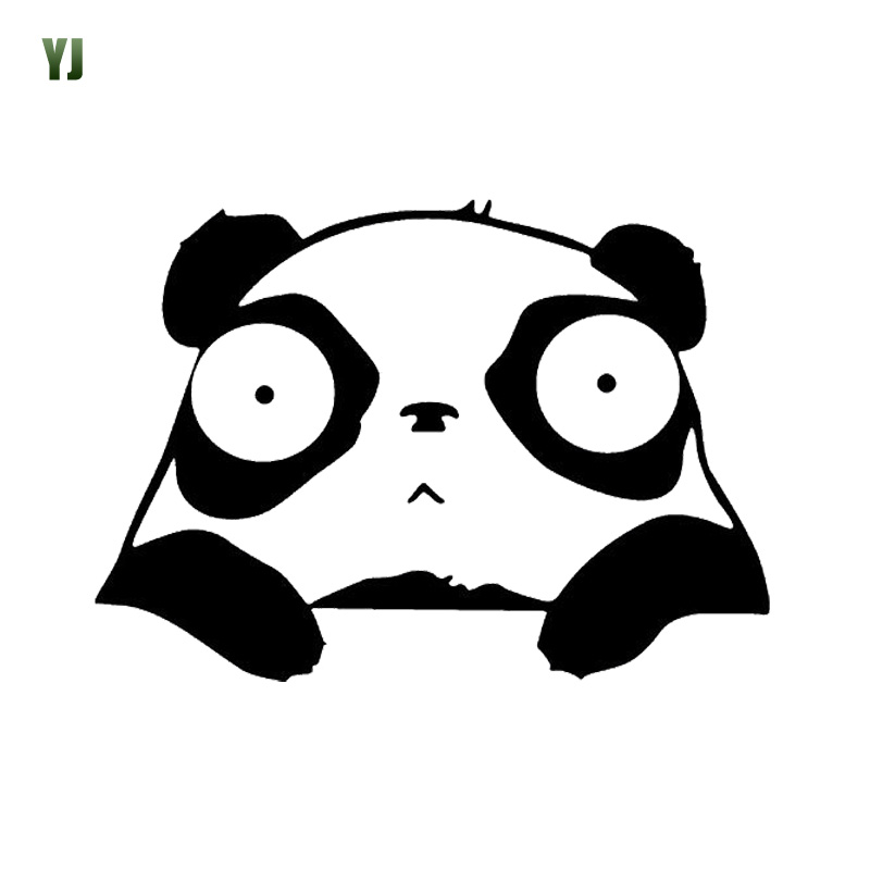 11*8CM Panda Cartoon Funny Car Stickers Peep Rear Cover Scratches Decals Stickers Black White CT-685