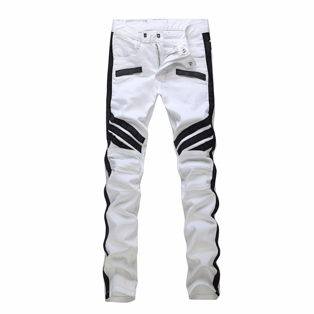 Mens White Stretch Jeans - Jeans Am