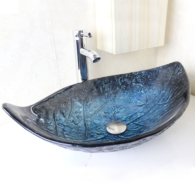Compra lavabo de cristal azul online al por mayor de china ...