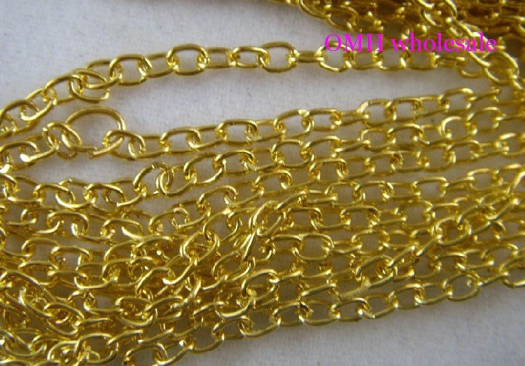 OMH wholesale 40pcs Jewelry production tools thin silver plated finding without clasps golden chains necklace 48cm