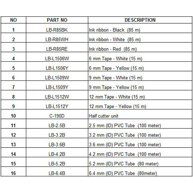 Description Picture 2 of itemLB-R85BK Ink Ribbon Cassette Black Thermal Transfer Electronic Lettering Machine Tube Printer  BEE200 And BEE200/PC