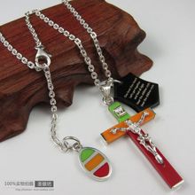 Street silver rasta vibrations 925 pure silver male cross skull necklace pendant