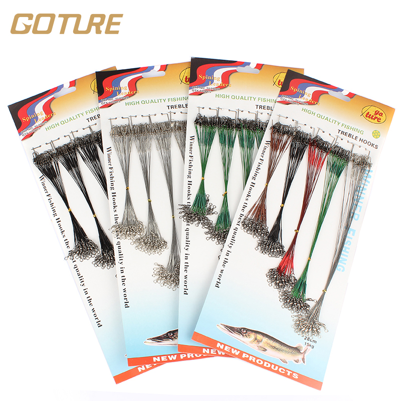 Goture 60/100pcs Fishing Trace Lures Silver Stainless Steel Leader Fishing Line Wire Swivel 16 18 22 24 28cm