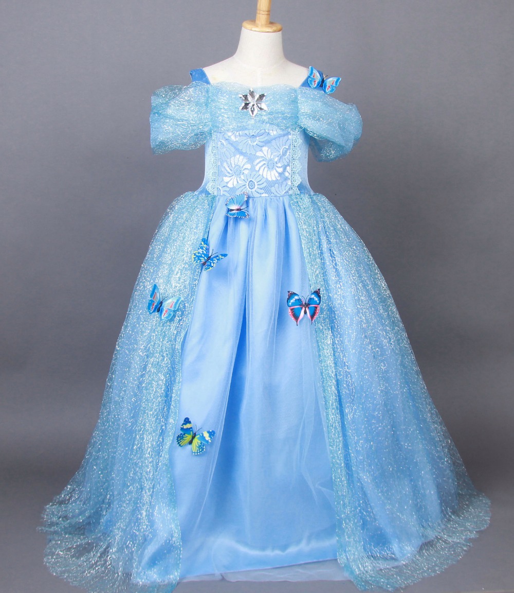 Top Costume Cinderella Princess Girls Dress Vestidos Elsa&Anna Dress Kid Baby Clothing Summer Disfraz Party Cospaly Dresses