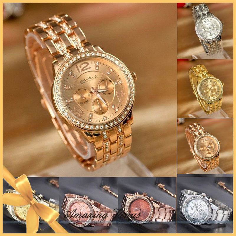 New 2014 Women Dress Watches Geneva Stainless Steel wristwatch women Watch Luxury Casual Relogio Quartz watch
