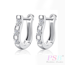 2016 Luxury 925-Sterling-Silver Earrings Flash CZ Diamond Harp Studs Horse Shoe Earrings Women Pendientes Brincos