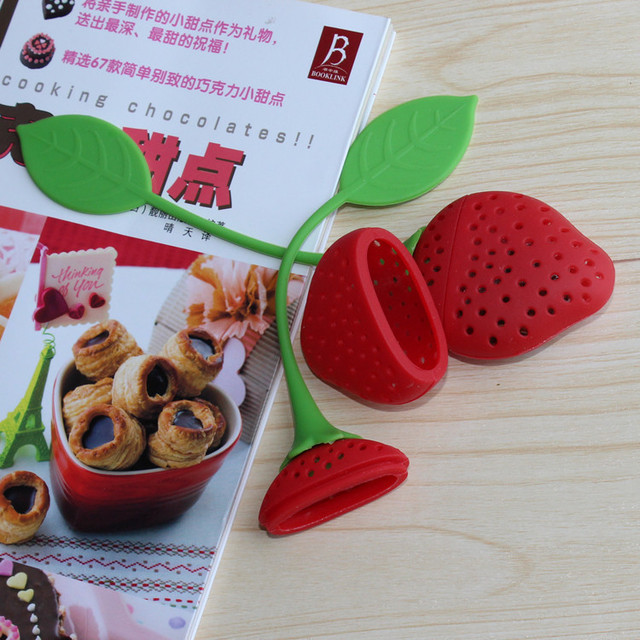 FoodyMine Клубничный Дизайн Силикона Чайник Чашка Ситечко Для Чая Infuser Фильтр-Мешок Пакетик Пищевой Силикон Травяные Специи Инструменты