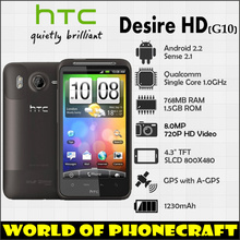HTC Desire HD G10 A9191 Single Core 768M RAM 1.5G ROM Beats Audio 4.3 Inch SLCD Metal Body Unlocked Android 2.2 Free Shipping