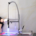 BAKALA Free shipping LED kitchen faucet pull out sink mixer swivel taps sprayer head Pull Down