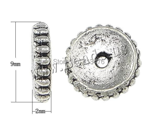 Free shipping!!!Zinc Alloy Spacer Beads,sale, Flat Round, antique silver color plated, nickel, lead & cadmium free, 2x9mm