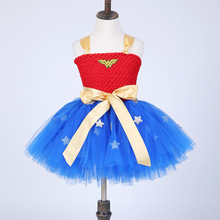 Wonder Woman Girls Dress for Cosplay Party Superman Costume Party Baby Girl Tutu Dress Clothing Wholesale Cospaly girls Clothing