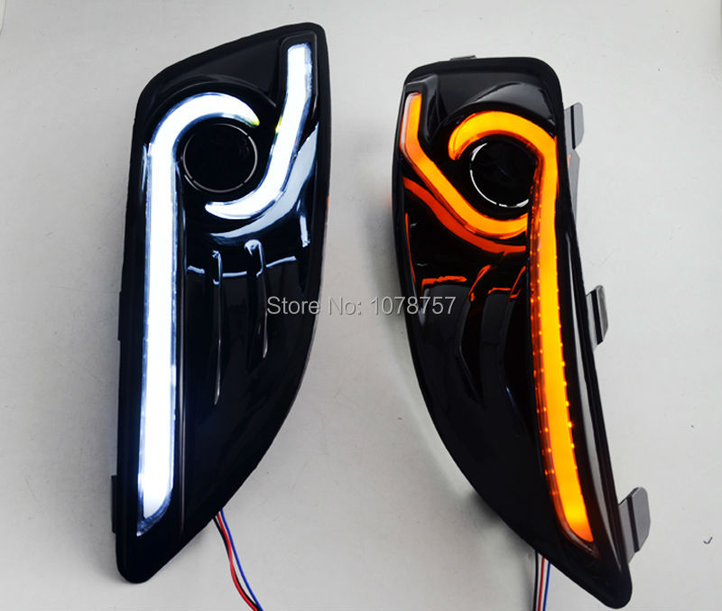 LED DRL With Amber Tunr Light Suitable For Ford Fiesta 2013-2014 (7)