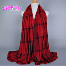 Free shipping Lady Women Neck Warm Tartan Grid Pashminas Reversible Shawl Scarf WrapM3570