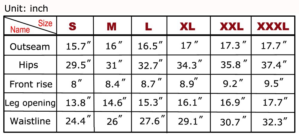 Size chart 1