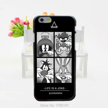 1pcs Coque eleven paris Cartoon Moustache cat faces life is joke hard black Case for iphone6(4.7inch) and iphone6 plus(5.5inch)
