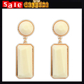 2016 Korean Fashion Jewelry 18k Gold Plated Imitation Diamond White Wedding Statement Big Square Long Drop