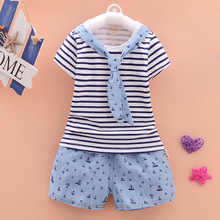Boys Girls Clothing Set Cotton Kids Clothes Summer Children Clothing Set for Boys Sport Suits striped (Tshirts + Shorts) Brand