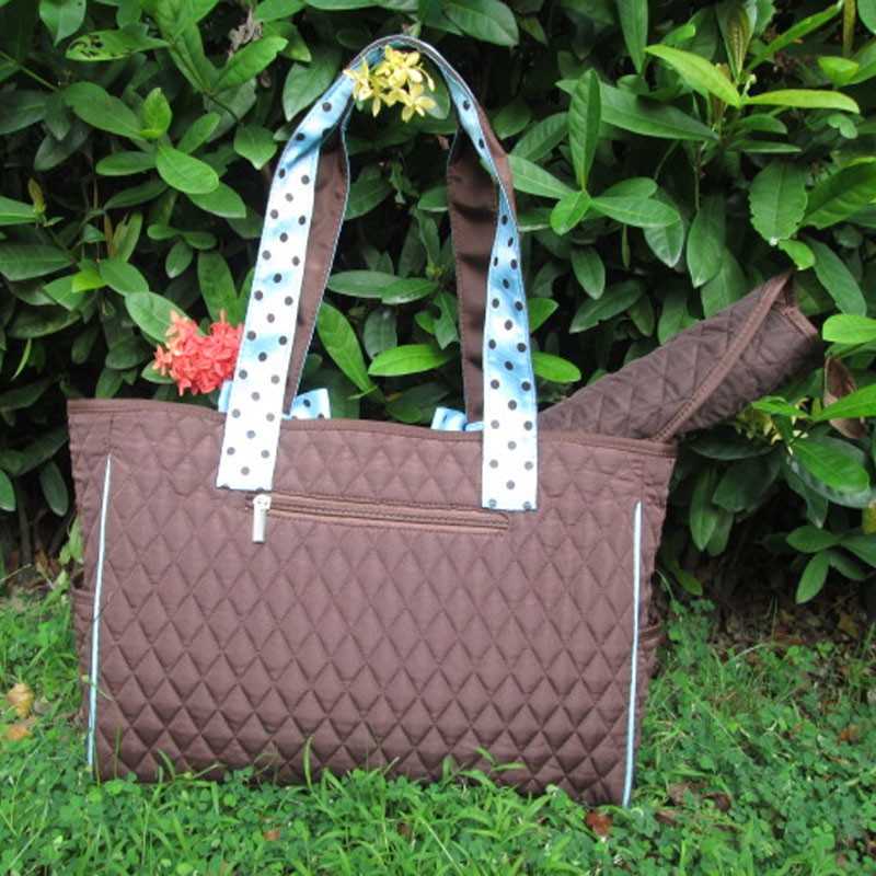 Wholesale Blanks Solid Quilted Tote Bag Mommy Handbag Diaper Tote with