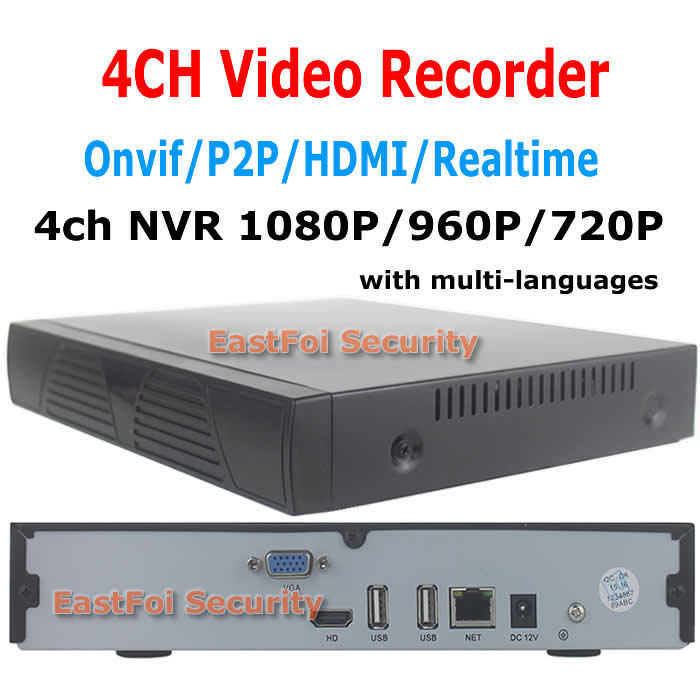 Free shipping! ONVIF H.264 Full-HD 1080P 4CH NVR Network Video Recorder For IP Camera Support IE Cloud CCTV Security sytstem