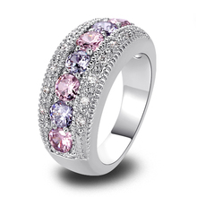 Wholesale Dainty Lovely Round Cut Pink & White Sapphire 925 Silver Ring Size 6 7 8 9 10