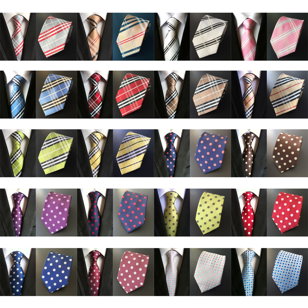 Classic Men Plaid font b Tartan b font Polka Dots 8cm Wide Polyester Tie Necktie Hot