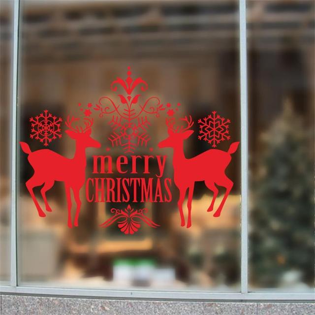 2016 рождеством олень красный цвет стекла xmas44 предметы интерьера стены стикеры обои с новым годом отличительные знаки