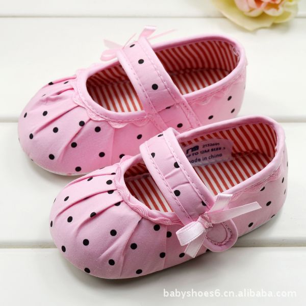 HOT 0 1Years Baby Children s Girl First Walkers Polka Dot Toddler Infant Girls Soft Shoes