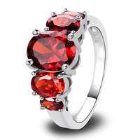 2015 Awesome Oval Cut Garnet Red 925 Silver Ring Women Party Fashion Jewelry Size 6 7 8 9 10 11 12 13 Wholesale Free Shipping