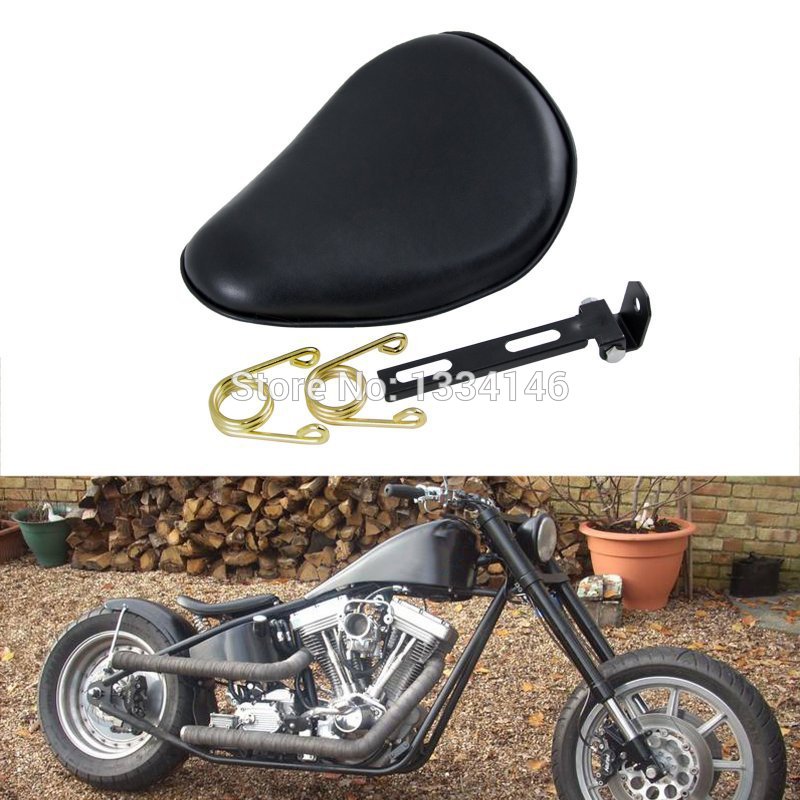 Motorcycle Leather Torsion-style Spring Leather Solo Seat Universal For Harley Chopper Bobber Sportster