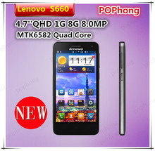 F original phone lenovo s660 4.7 IPS QHD 960*540 MTK6582 Quad Core 1G RAM 8G ROM 8.0MP