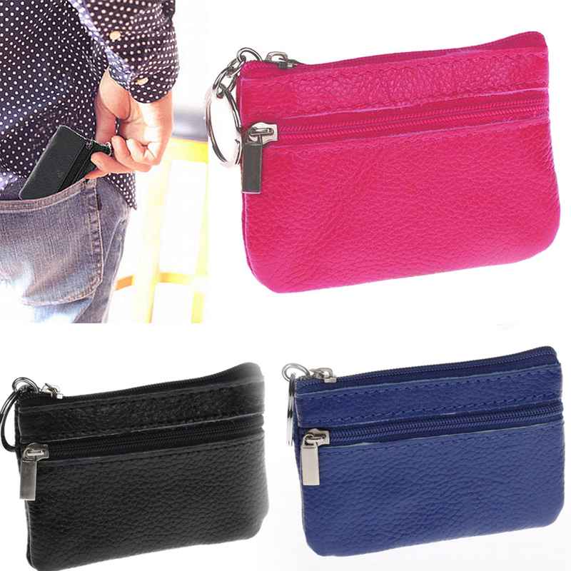 Women Men Leather Zip Coin Bag Purse Mini Money Wallet Key Pouch Pocket Gift Hot