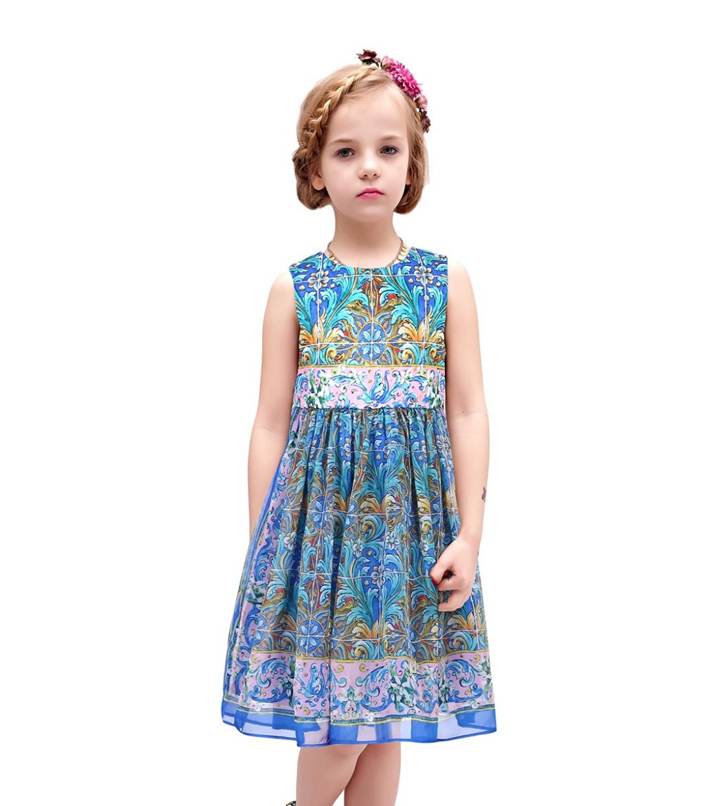 Baby Girl Dress 2016 Spring Brand Cotton Chiffon Princess Dress Girl Costume Floral Print Kids Dresses for Girls Clothes Vestido