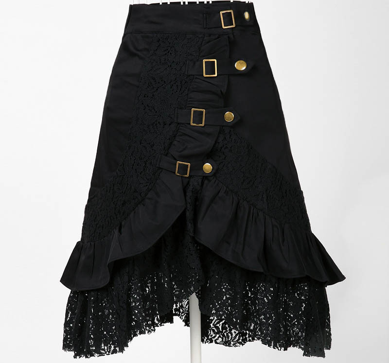 Wholesale clothing women&#39;s party black skirts lace steampunk free dropshipping uk online vintage ...