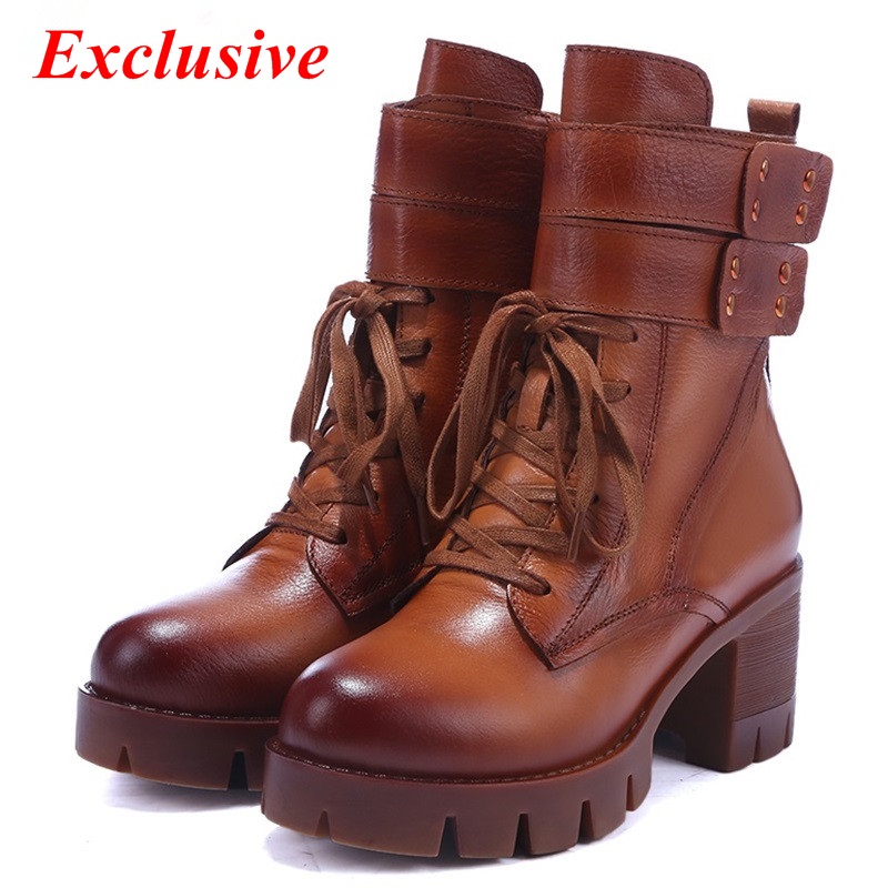 Leather fashion casual shoes 2015 Latest autumn winter fashion Cross straps Decorative buckle ankle boots Duantong Woman Boots