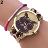 Women s Glasses Cat Dial Knitted Band Quartz Wrist Watch Weave Rope Bracelet 4KMT