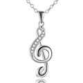 New silver plated jewelry girl favorite Christmas gifts creative lovely inlaid stone music notation pendant necklace