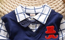Fashion New Spring Autumn Baby Boy Clothes Set Vest Tie Plaid Blouse Pant Suit Kids Boys