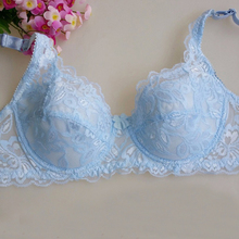 Hot sales Free shipping Sexy Womens Ultra-thin Non-padded Hollow Lace Sheer Push Up Adjustable 3/4 Cup Bra 34 36 38 40 A B Pink