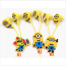 NEW cartoon in-ear wired 3.5mm earphone headphone Despicable Me Minions model headset for MP3 MP4 cell phone
