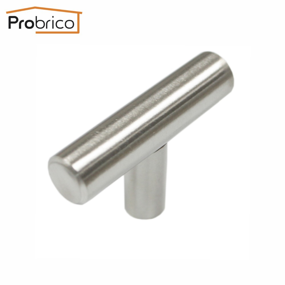 Probrico Kitchen Cabinet T Bar Knob PS201HSS Stainless Steel Diameter 12mm Single Hole 50mm 2 Furniture Drawer Handle Pull